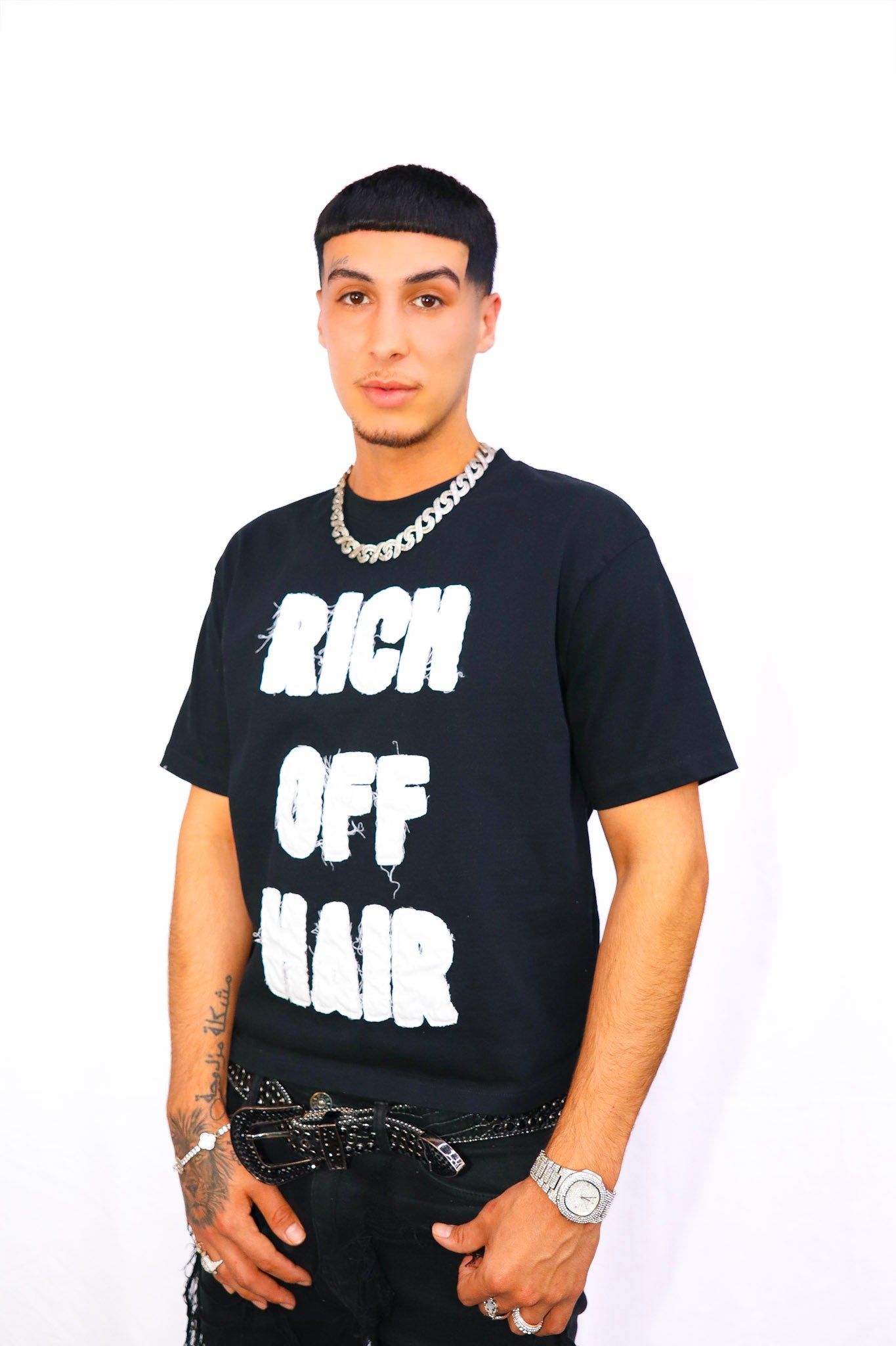 Rich Off Hair Distressed Tee
