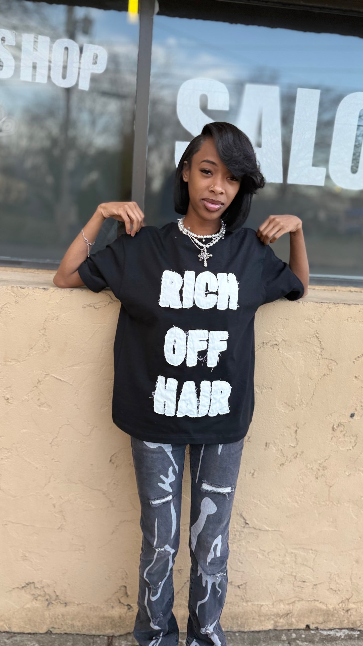 Rich Off Hair Distressed Tee